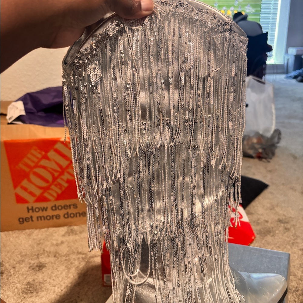 Silver Fringe Boots - image 3